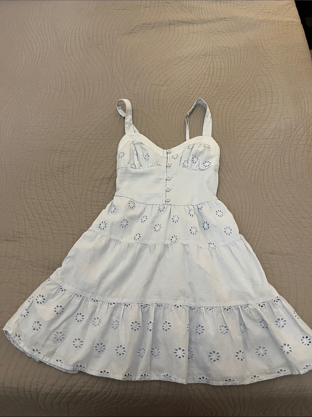 Hollister White Eyelet Spaghetti Strap Mini Dress